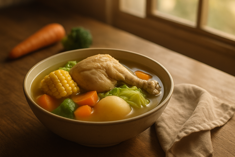 Caldo de pollo con verduras